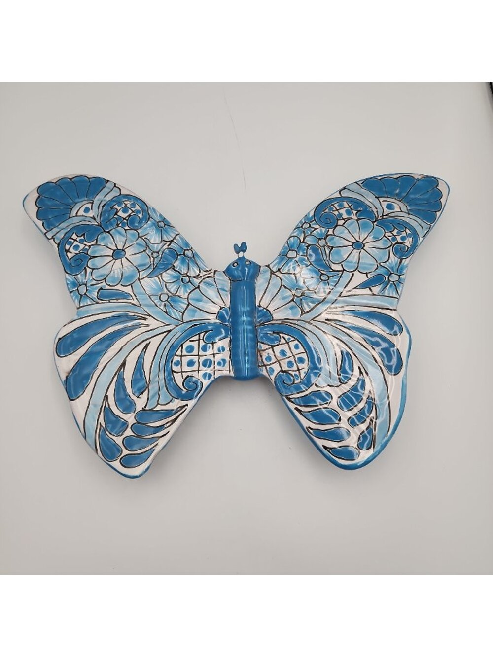 Talavera Butterfly folk Art Mexican Pottery Wall Art Home Decor 14”L X 10” W
